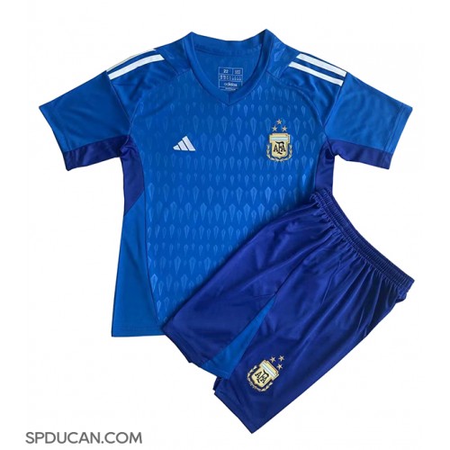 Dječji Nogometni Dres Argentina Golmanski Gostujuci SP 2022 Kratak Rukav (+ Kratke hlače)